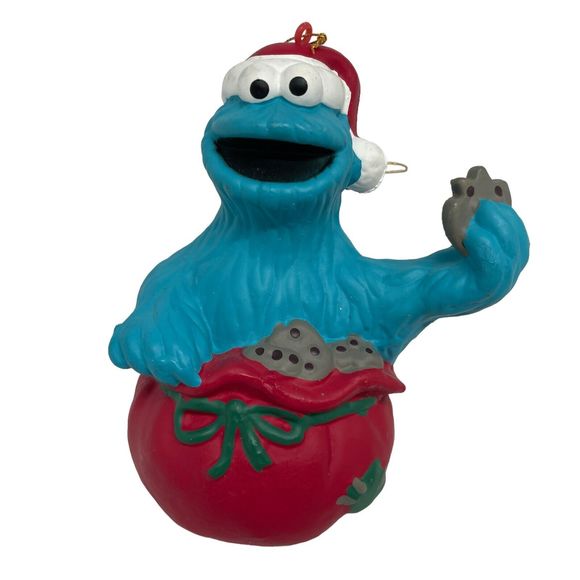 Vintage Sesame Street Cookie Monster Christmas Ornament 4” Xlnt - Picture 1 of 5